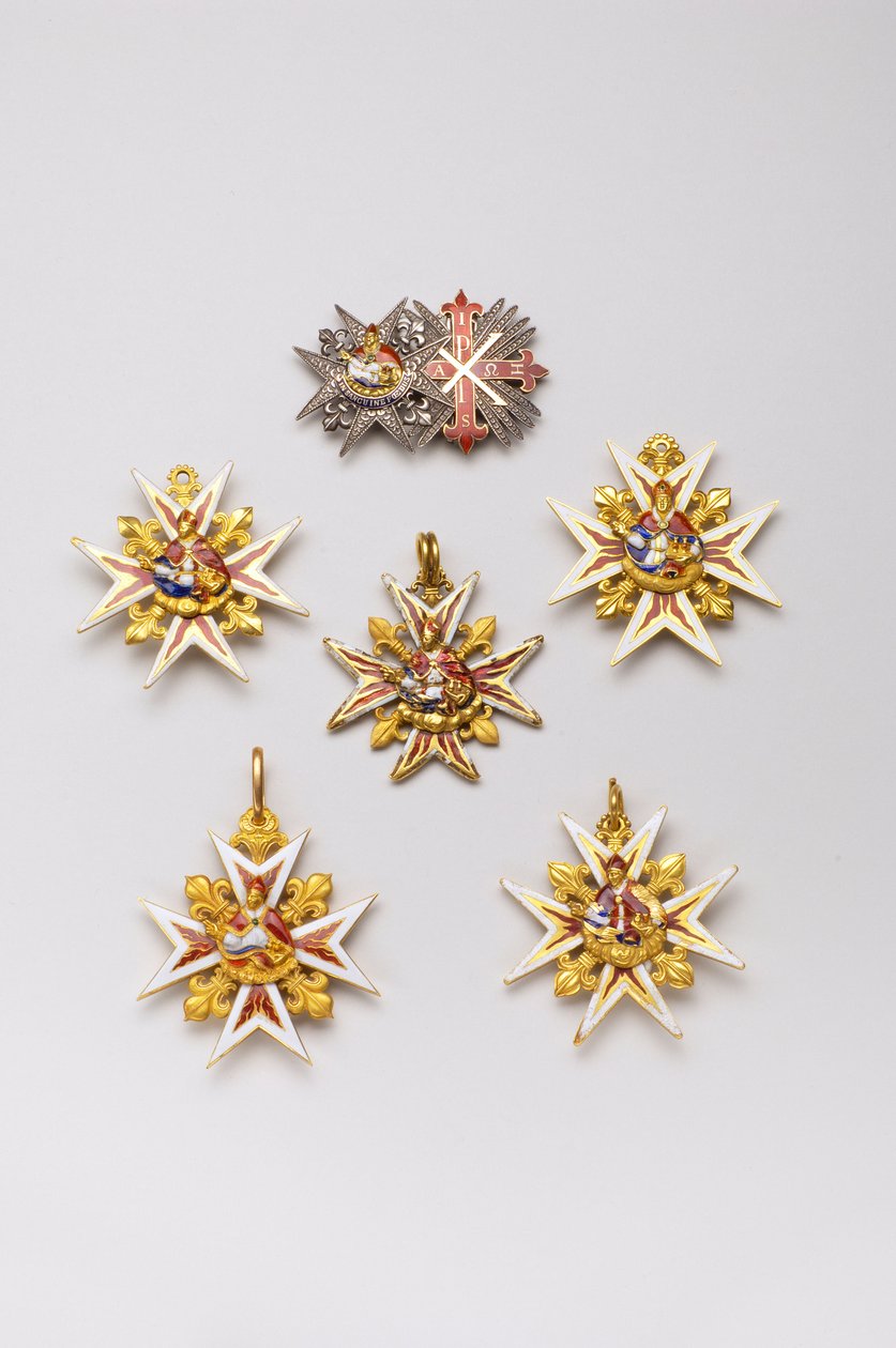 Kingdom of the Two Sicilies (Two Sicilies) - Saint January Order - Hög: juvel som består av en tallrik av Saint January Order och en tallrik av den Constantine Order of Saint George av Anonymous Anonymous