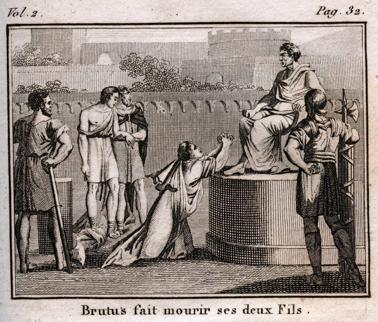LUCIUS JUNIUS BRUTUS dömer sina egna söner till döden för att ha planerat att återupprätta Tarquins, de fördrivna kungarna av Rom, 509 f.Kr. av Anonymous Anonymous