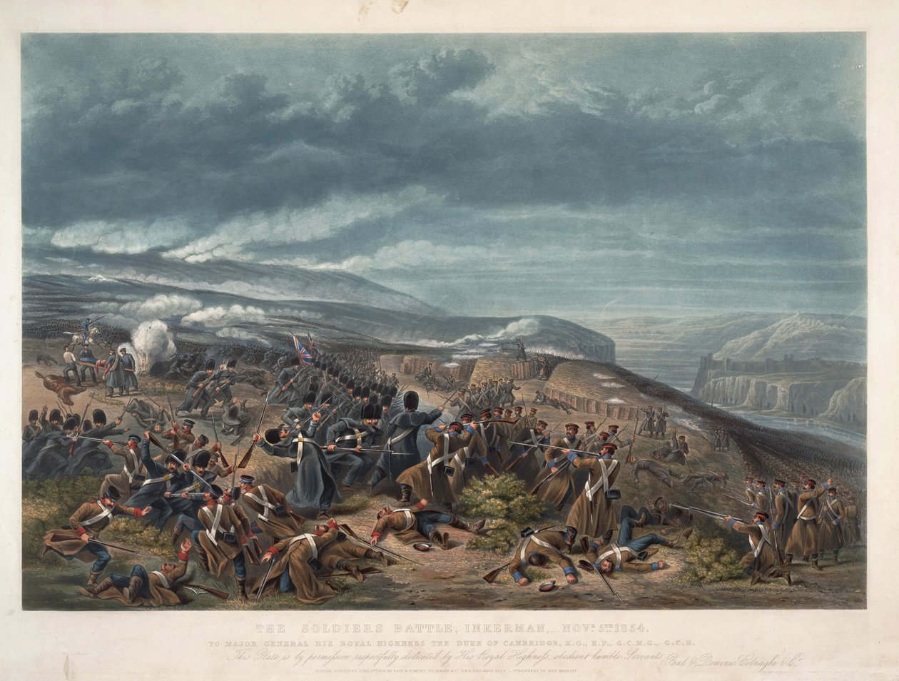 Slaget vid Inkerman ägde rum den 5 november 1854, nära Inkerman, mellan den ryska armén och en fransk-brittisk koalition under Krimkriget - Slaget vid Inkerman den 5 november av Anonymous Anonymous