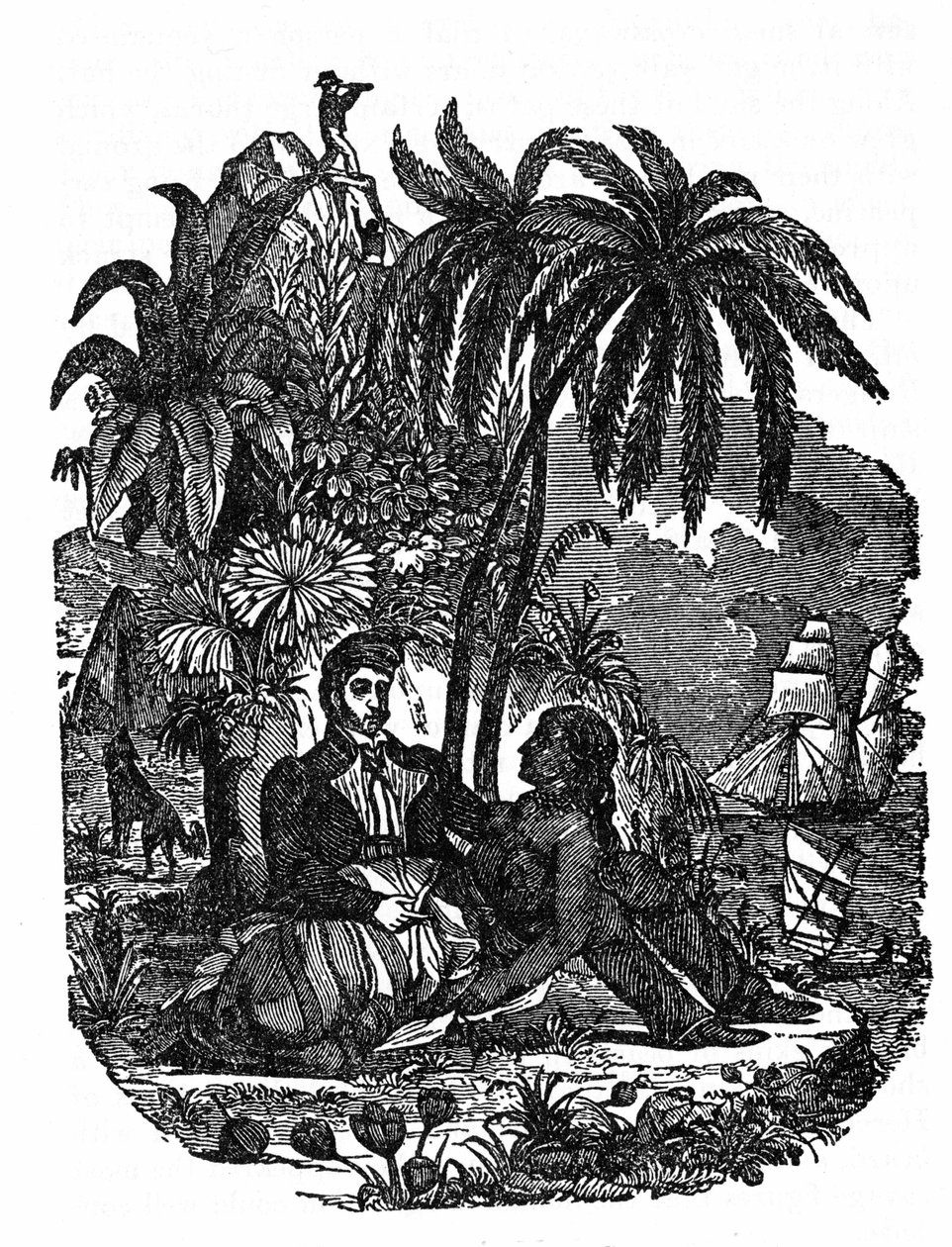 Piraternas liv på ön Madagaskar. Gravyr av "Piratens egen bok" 1837. av Anonymous Anonymous