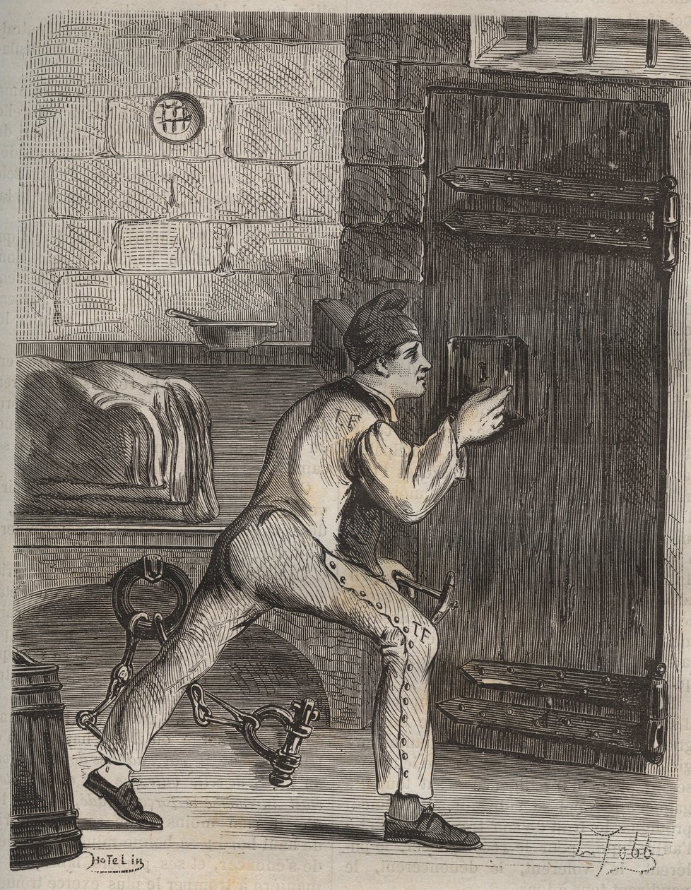Le convict Blouet - Gravyr i "Fångarnas historia från deras skapelse till våra dagar" (1877) av Pierre Zaccone (1817-1895) (Colonia Penale - Straffkoloni) Privat samling av Anonymous Anonymous