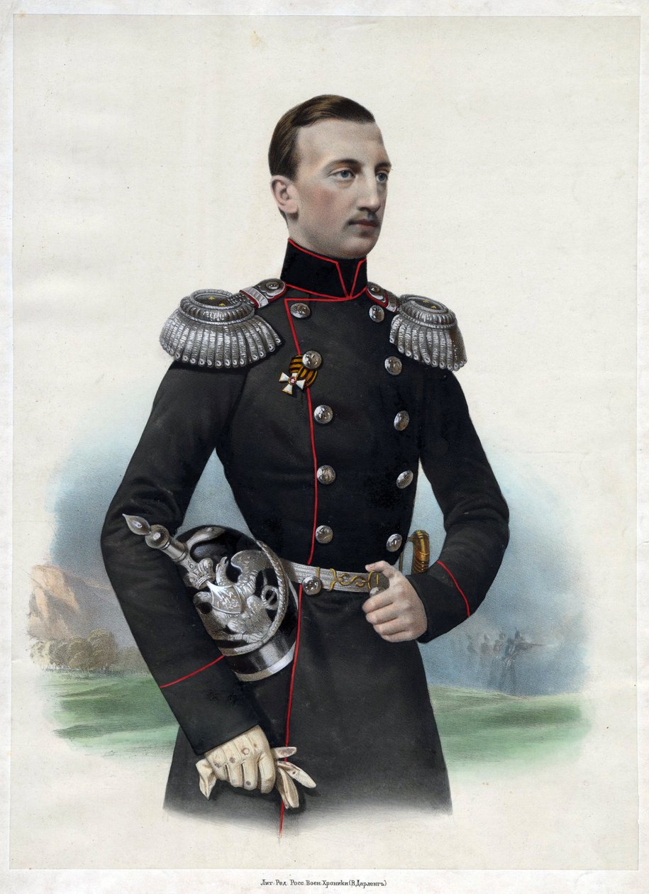 Le grand duc - Nicolas Mikhailovitch de Russie - ( maison Romanov) Porträtt av storhertig Nikolai Nikolayevich av Ryssland (1831-1891) - Anonym - 1860 - Färglitografi - 52,6x35,5 - Privat samling av Anonymous Anonymous