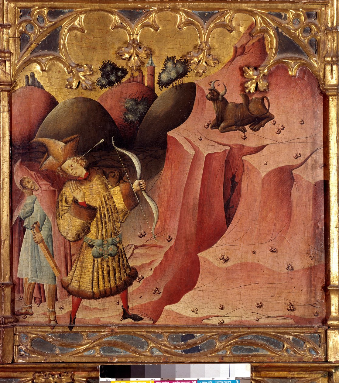 Legend of Saint Michael: På berget Gargan i Puglia hittas en egare-tjur av en invånare i Siponte. Djuret går inte att närma sig och skickar pilarna tillbaka till den som drog det. Det skulle vara ett framträdande av ärkeängeln Saint Michaels beskyddare av  av Anonymous Anonymous