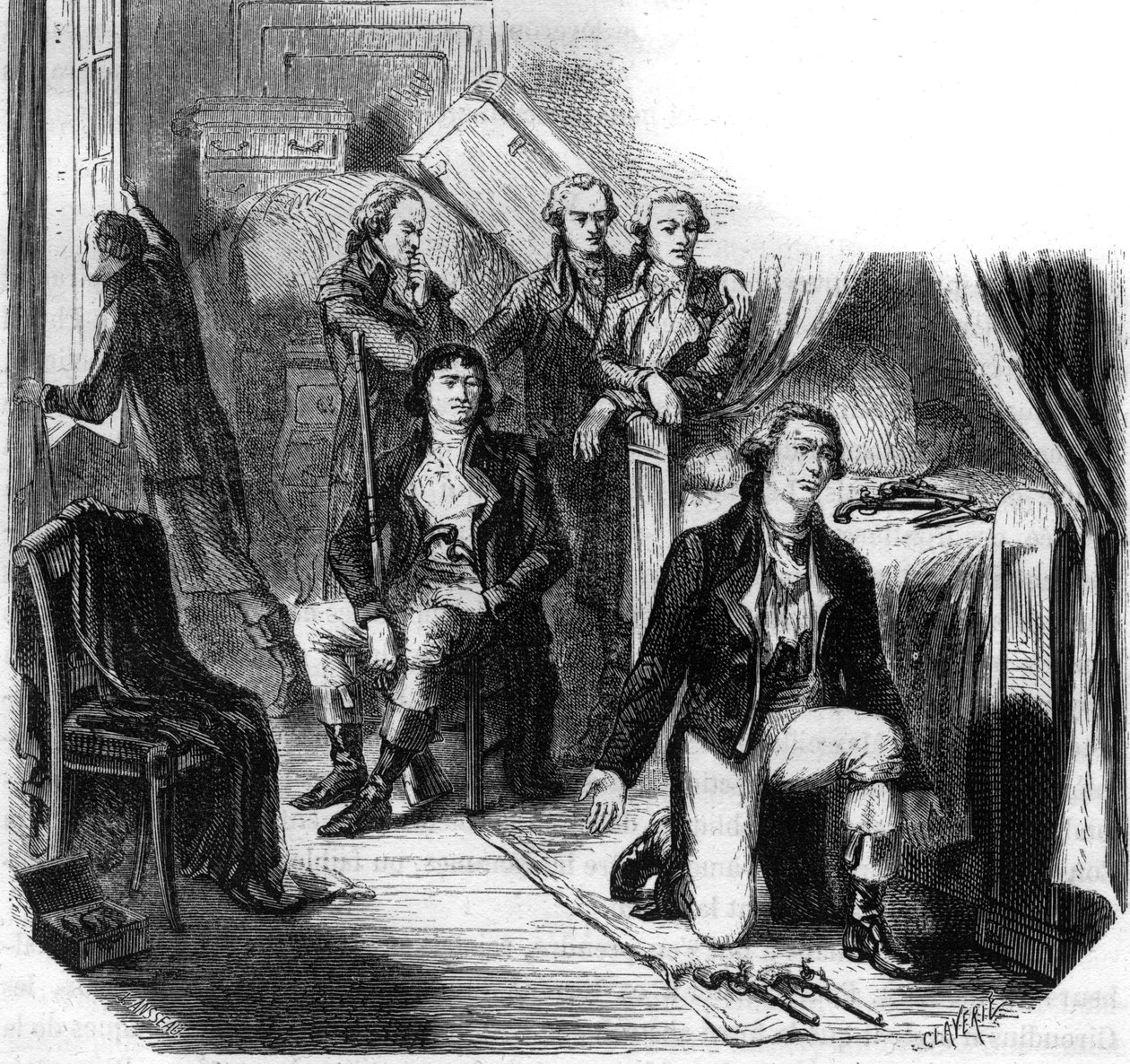 Girondinerna natten till den 31 maj 1793 (Girondinernas fall) - Gravyr i "Histoire des Girondins" av Alphonse de Lamartine (1790-1869) 1865-1866 - Privat samling av Anonymous Anonymous