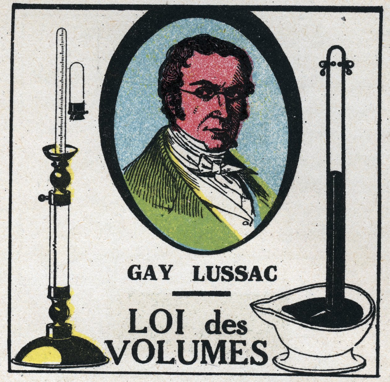 Atomer: volymlagen av Louis-Joseph Gay-Lussac (Louis Joseph Gay Lussac) (1778-1818). Anonym illustration från 1925. Privat samling. av Anonymous Anonymous