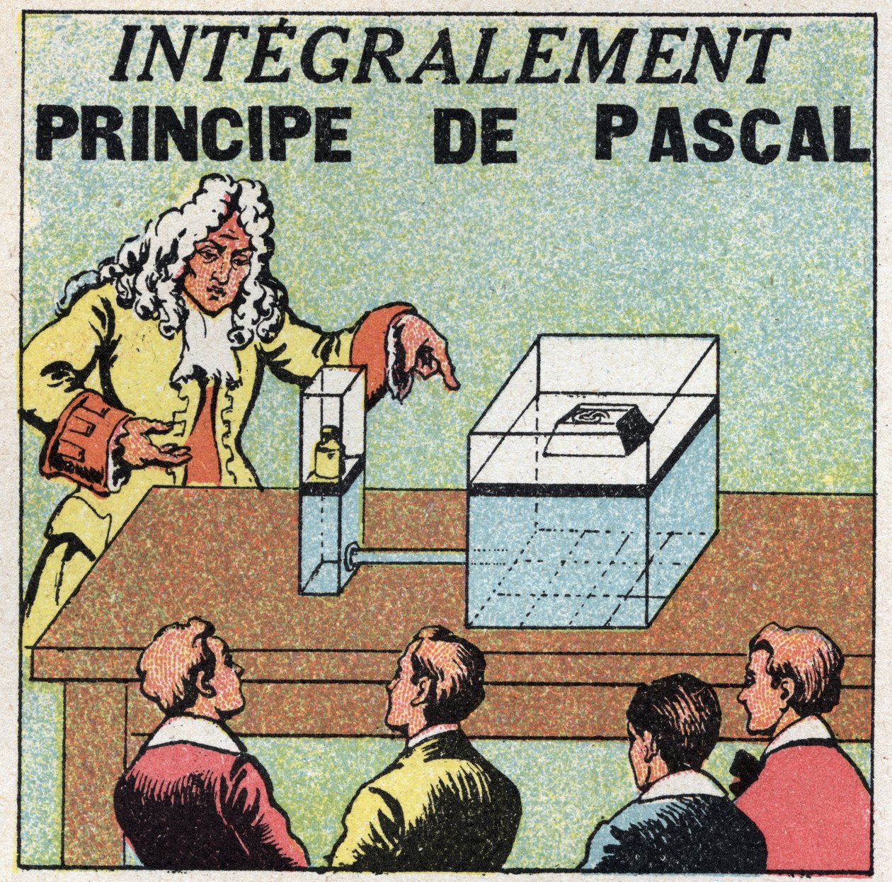 Vätskebalans: Blaise Pascals (1623-1662) princip. Anonym illustration från 1925. Privat samling. av Anonymous Anonymous