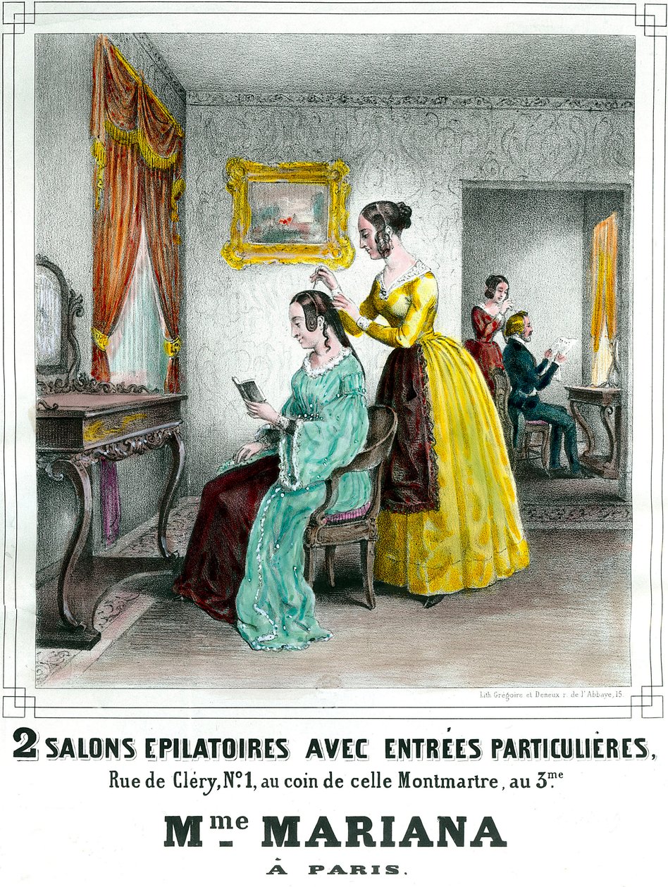 Madame Marianas skönhetssalong 1800-talsreklamaffisch Privat samling av Anonymous Anonymous