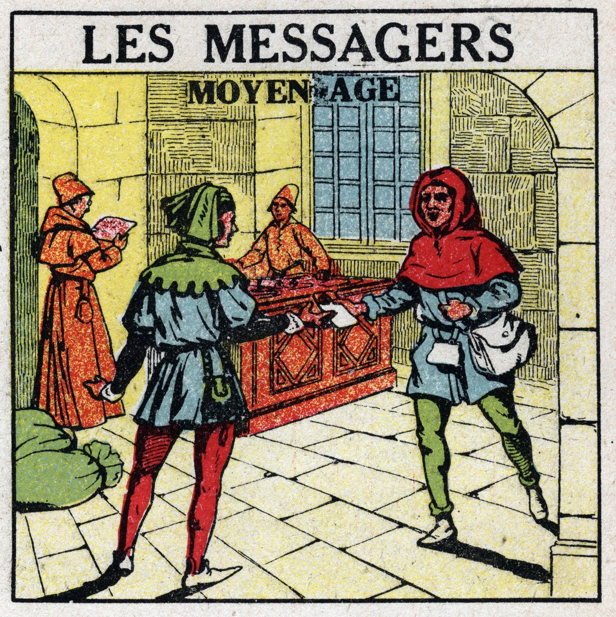Mail: Budbärare under medeltiden. Anonym illustration av 1925. Privat samling. av Anonymous Anonymous