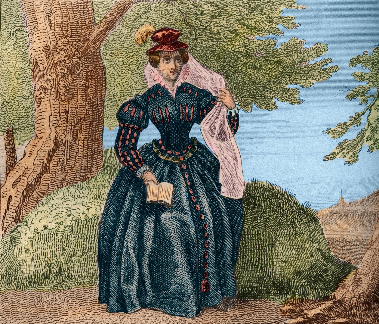 Mary Queen of Scots Queen Marie Stuart (1542-1587) eller Marie Iere av Skottland. Gravyr från 1859 i "" Le Monde. Alla folks historia från de mest avlägsna tiderna till våra dagar”. av M. E. de Lostalot-Bachoue (Lostalot Bachoue). Privat samling. av Anonymous Anonymous
