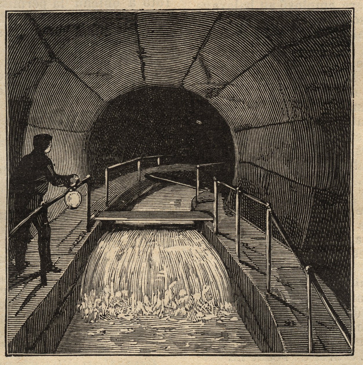 Menilamount Reservoir - Paris - 1890 - gravyr 1890 av Anonymous Anonymous