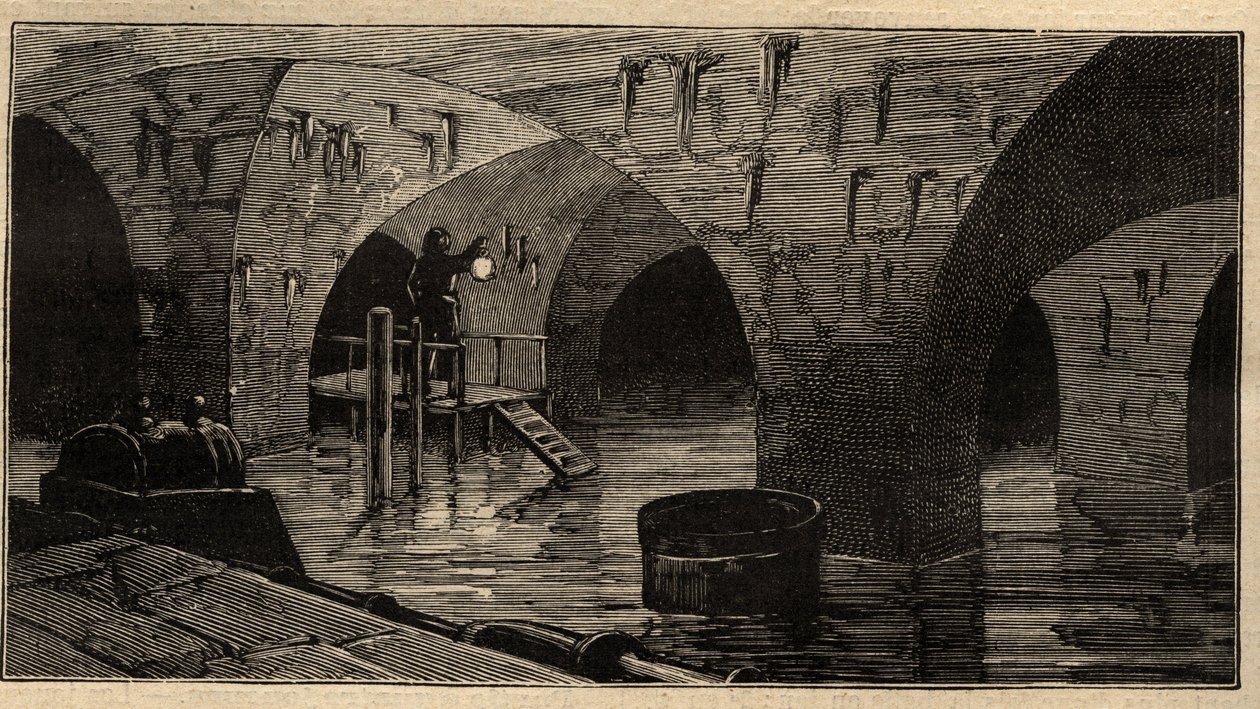 Menilamount Reservoir - Paris - 1890 - gravyr 1890 av Anonymous Anonymous