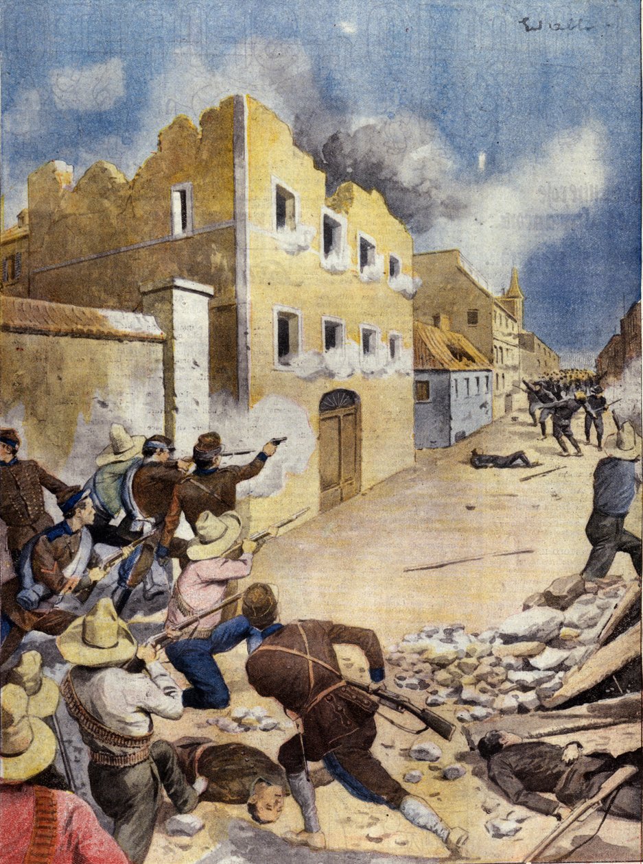 Mexikansk revolution (Mexikansk revolution: Amerikanska marinsoldater slåss i Vera-Cruz, april 1914) Illustration i "" L