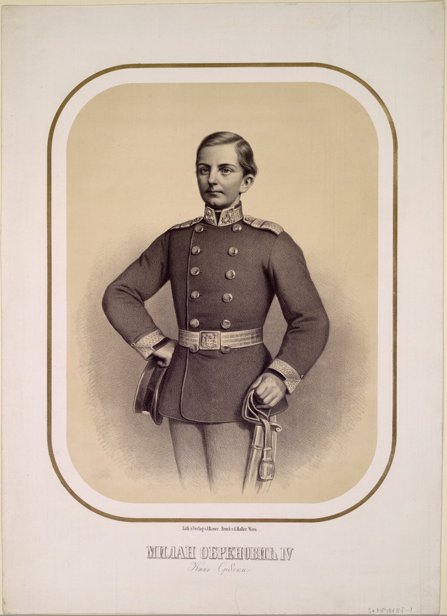 Milano I (1854-1901), kung av Serbien - Anonym - ca. 1869 - Litografi - 47x34 - Privat samling av Anonymous Anonymous