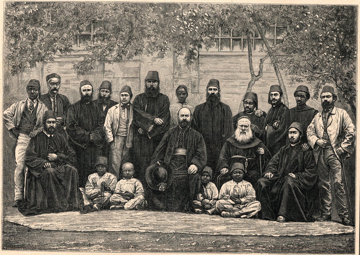 Monsignor Daniel Comboni (1831-1881) och missionärerna reste med honom från Kairo till Khartoum den 26 januari av Anonymous Anonymous