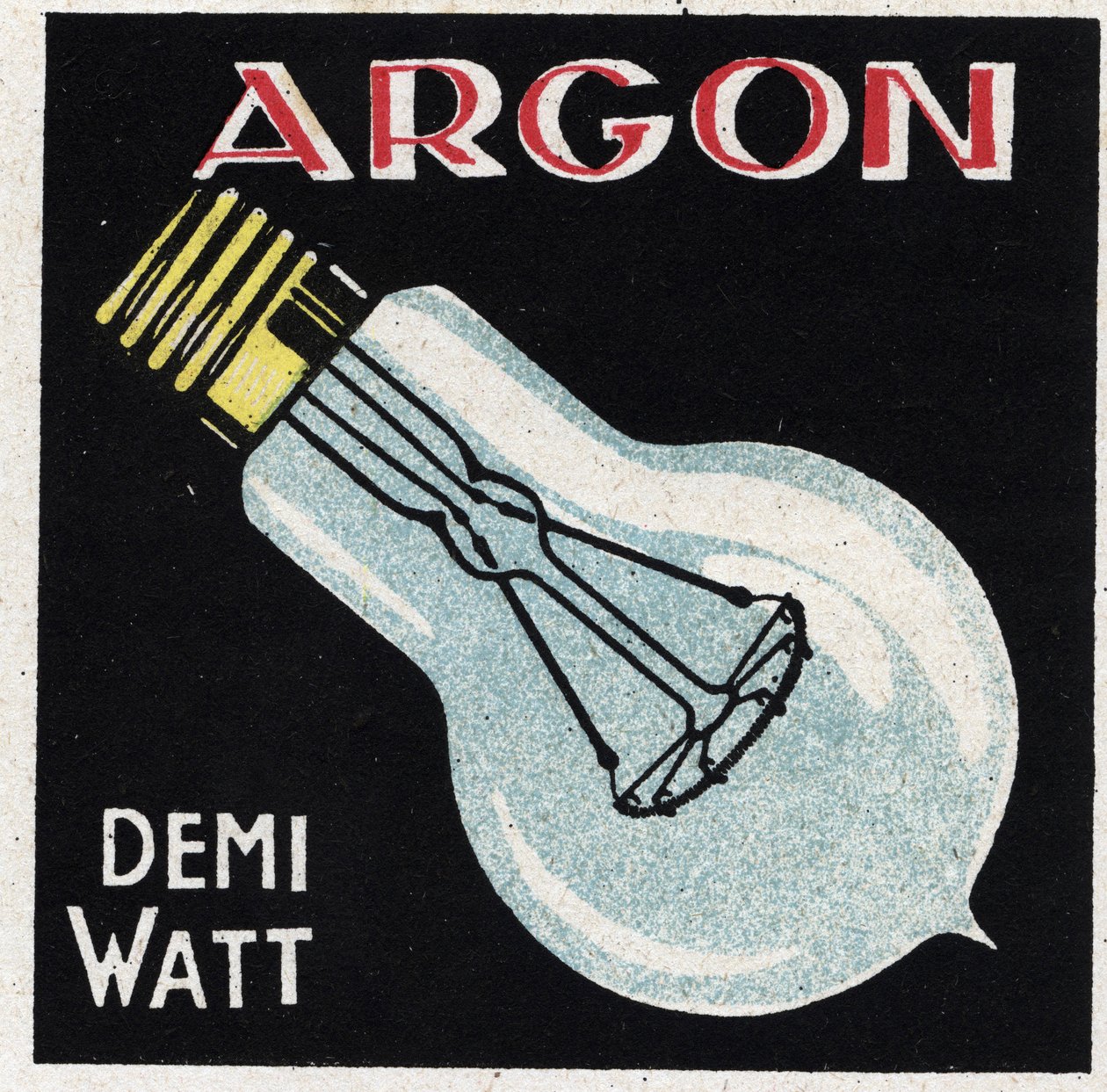 Nya gasegenskaper: argon används för att fylla en halvwatts glödlampa. Anonym illustration från 1925. Privat samling. av Anonymous Anonymous