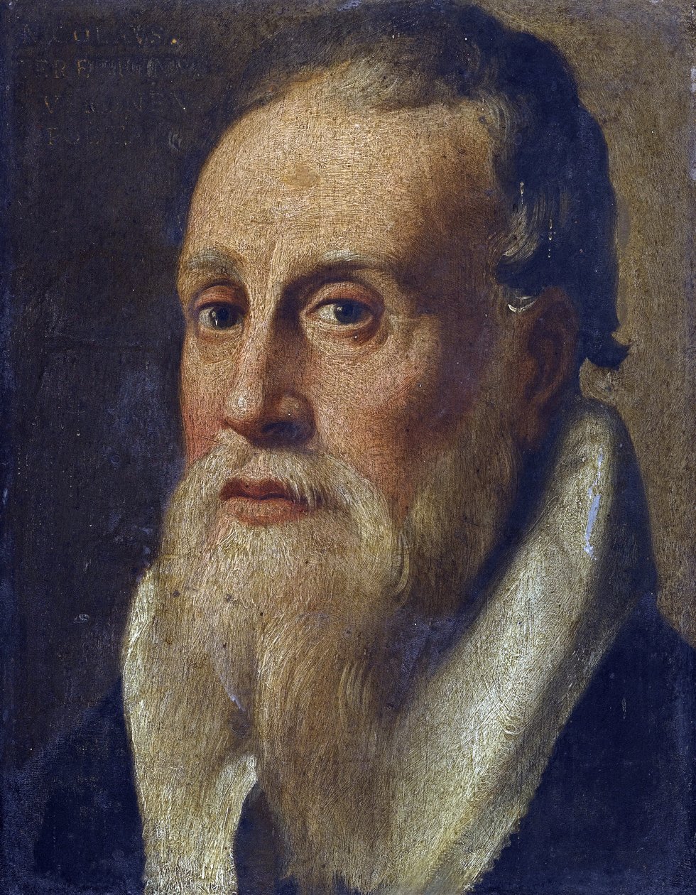 Nicolas de Verone (14eme siecle) - Porträtt av poeten Nicolo da Verona par Anonymous, andra hälften av 1500-talet. - Olja på trä, 23,5x18,1 - Privat samling av Anonymous Anonymous