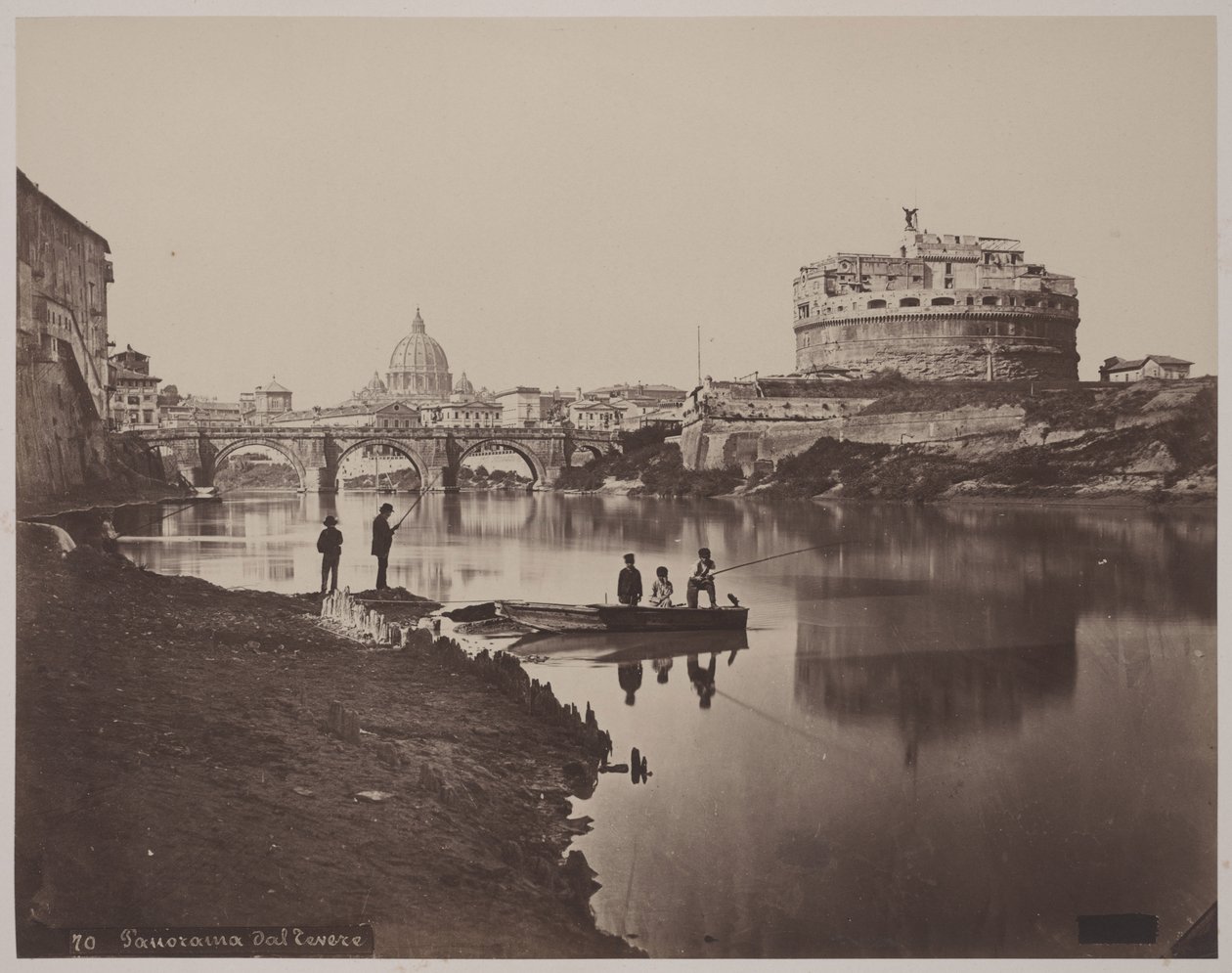 Panorama över Tibern, ca 1865 (albumentryck från glasnegativ) av Anonymous Anonymous
