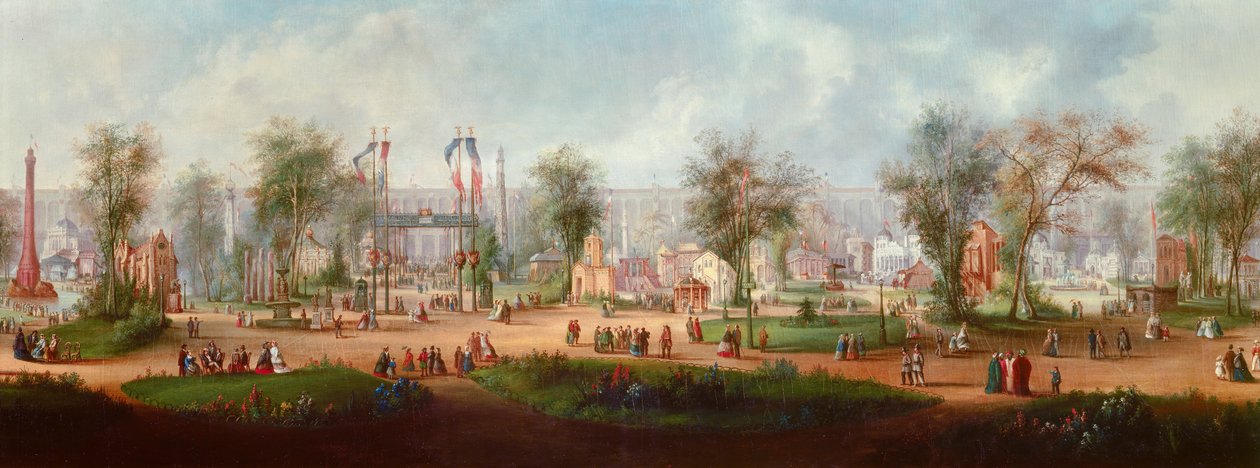 Panoramautsikt över 1867 års världsutställning i Paris Anonym målning. sön 1867. 0,49x2,9 m Paris, Musee Carnavalet av Anonymous Anonymous