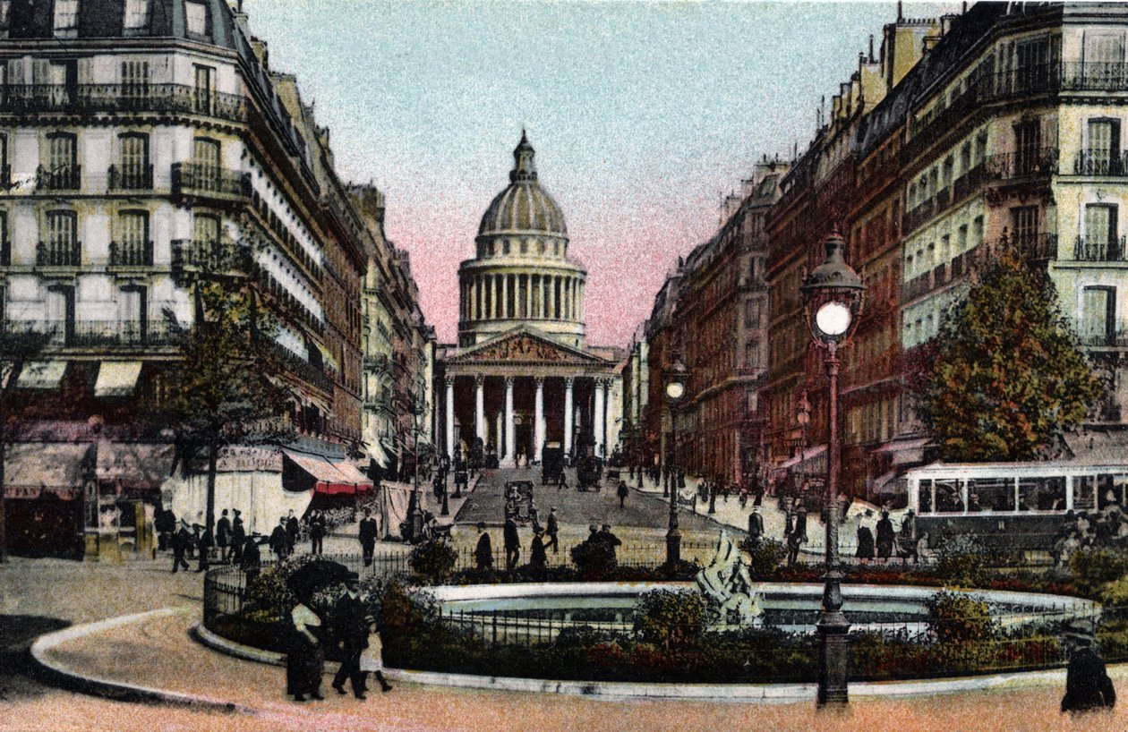 Paris: utsikt över rue Soufflot och Pantheon. Fotografi från 1920 i "" Artistic Album"" av staden Paris. Privat samling. av Anonymous Anonymous
