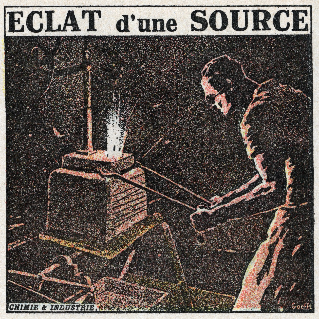 Fotometri: eklat av en källa. Anonym illustration av 1925. Privat samling. av Anonymous Anonymous