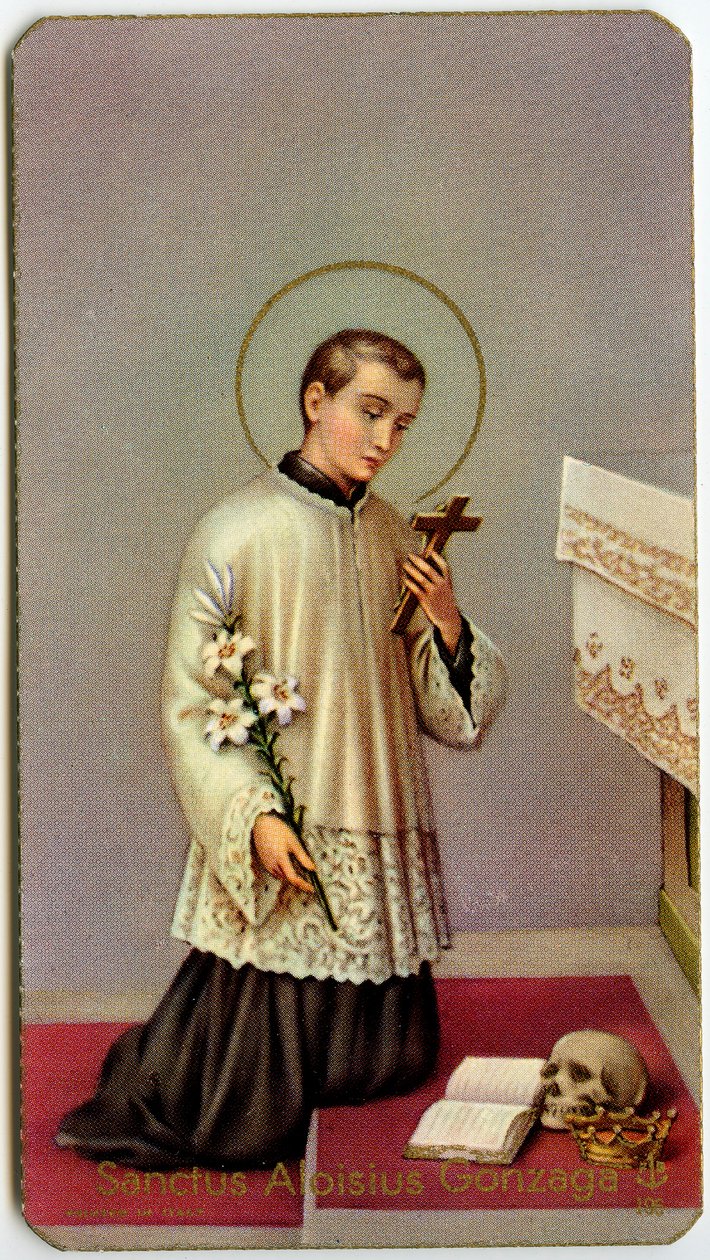 Fromma bild: Aloysius Gonzaga dyrkar korset (tryck) av Anonymous Anonymous
