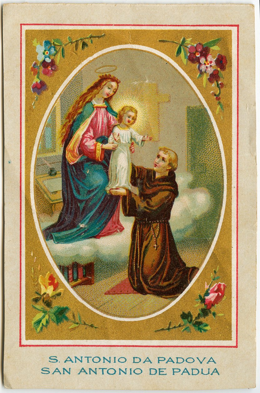 Fromma bild: Antonius av Padua eller Antonius av Lissabon (kromolitografi) av Anonymous Anonymous