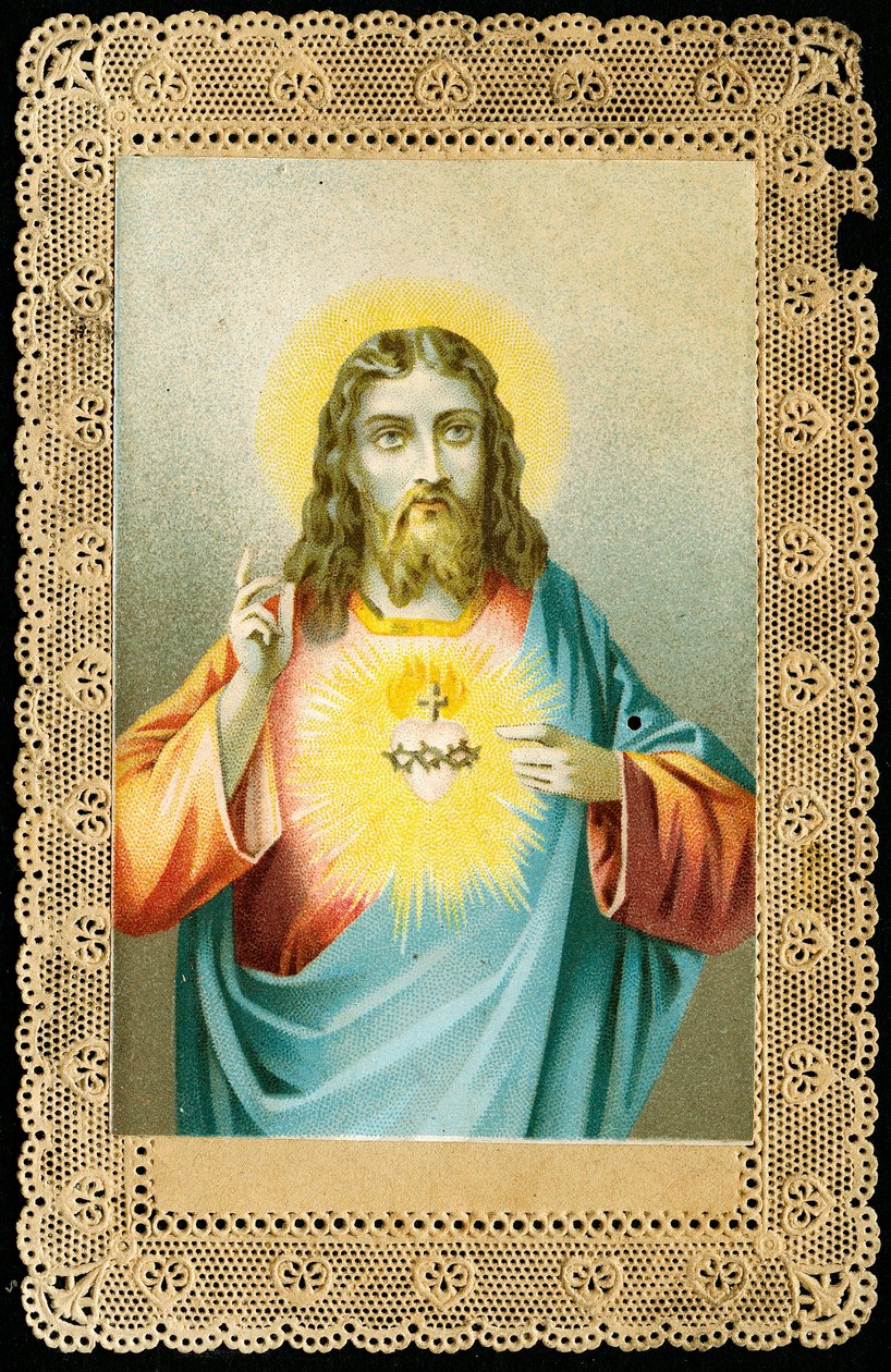 Fromma bild: Jesus med heligt hjärta (kromolitografi) av Anonymous Anonymous