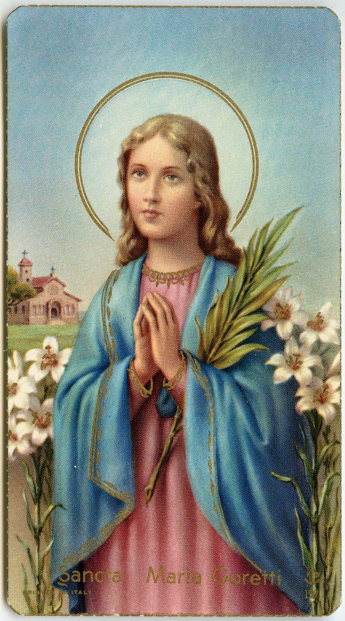 Fromma bild: Maria Goretti italiensk jungfru-martyr (kromolitografi) av Anonymous Anonymous