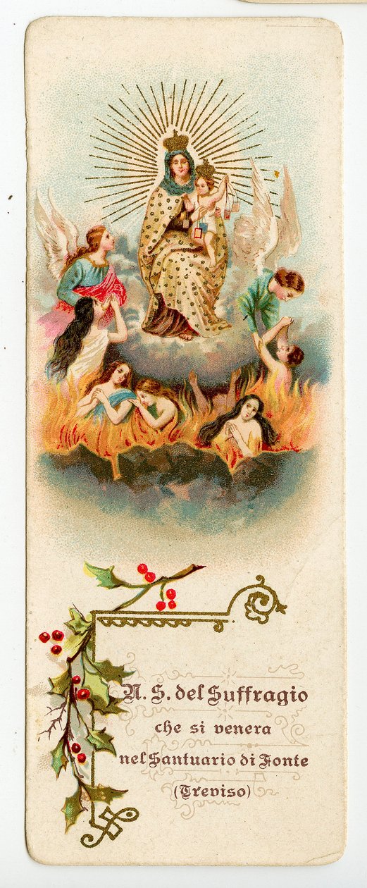 Fromma bild: Our Lady of Suffrage. Jungfrun i skärselden för att rädda själar (kromolitografi) av Anonymous Anonymous