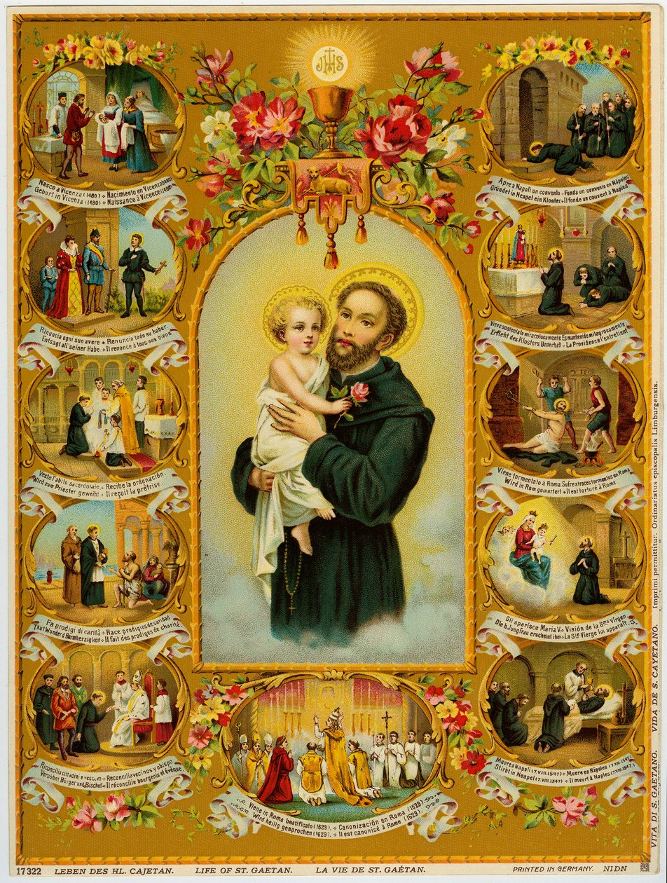 Fromma bild: Saint Cajetan, Gaetano dei Conti di Tiene grundare av Theatines (kromolitografi) av Anonymous Anonymous