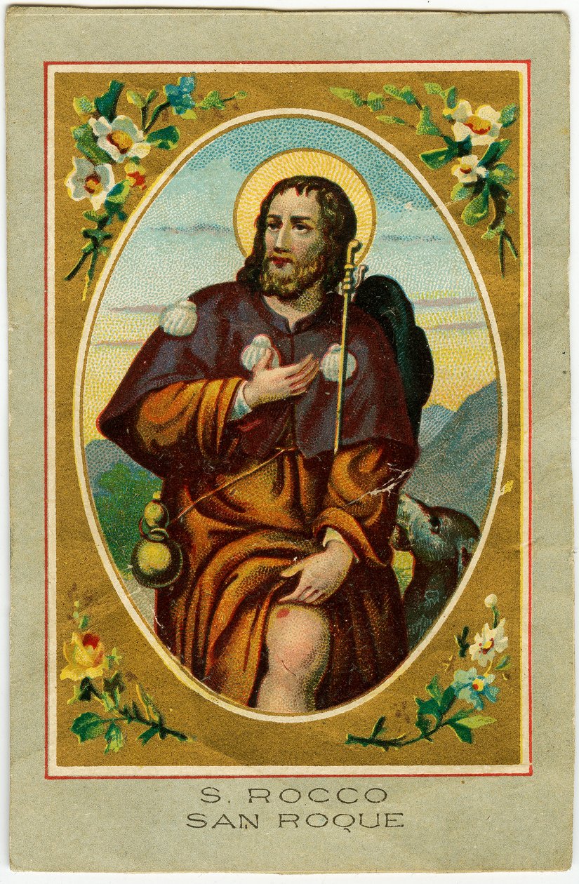Fromma bild: San Rocco åberopas mot pesten (kromolitografi) av Anonymous Anonymous