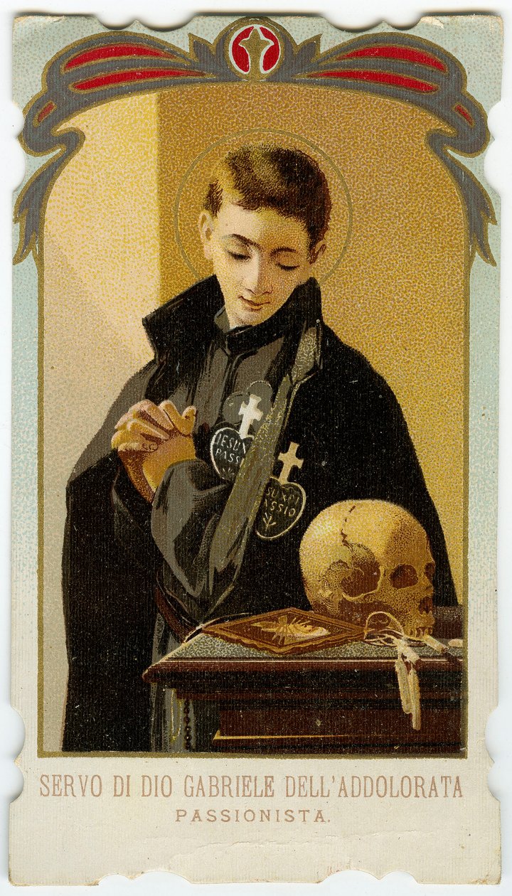 Fromma bild: St Gabriel of Our Lady of Sorrows, italiensk passionerad präststudent (kromolitografi) av Anonymous Anonymous