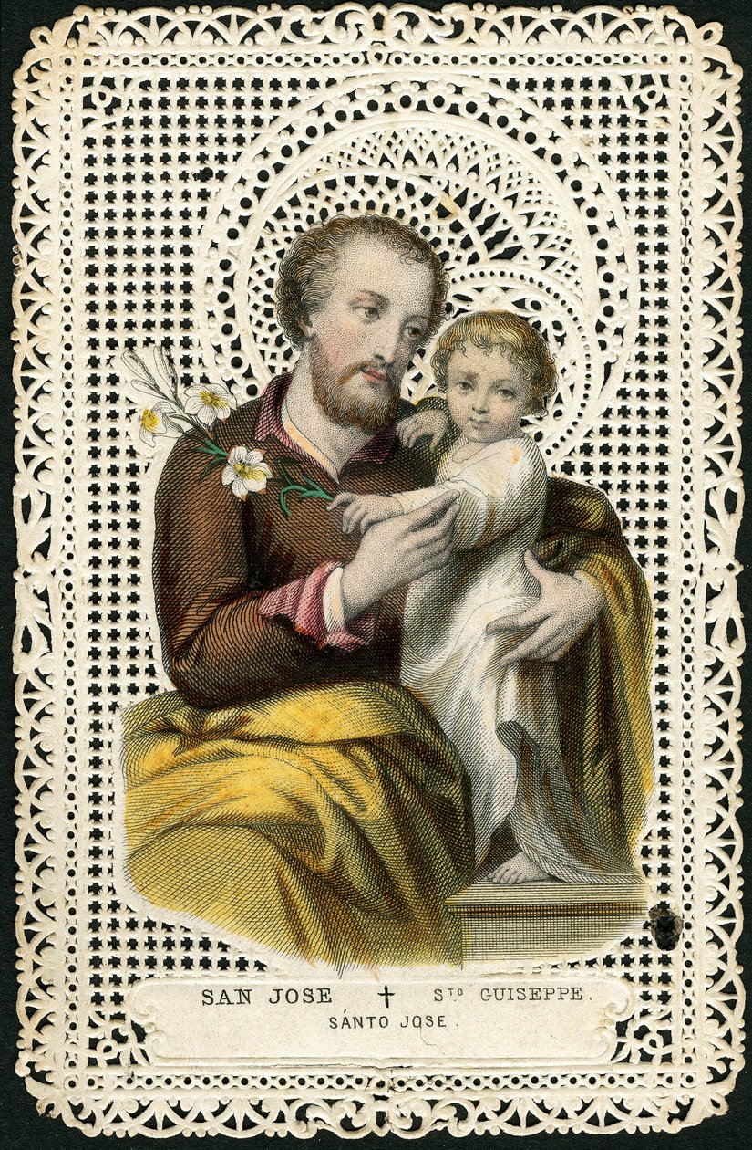 Fromma bild: St Joseph och Jesus (gravyr) av Anonymous Anonymous