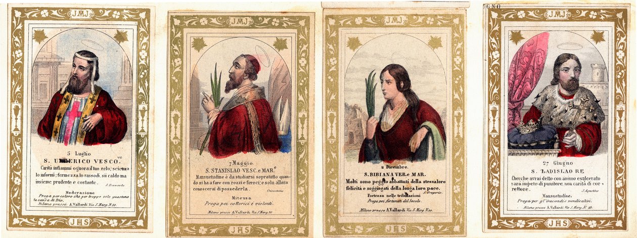 Fromma bild: "Sankt Ulrich av Augsburg, Sankt Stanislaus, Sankt Bibiana, Sankt Ladislas I av Ungern" Privat samling Kort av Anonymous Anonymous
