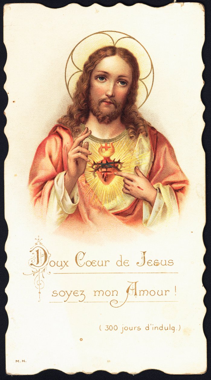 Fromma bild: "" Sweet heart of Jesus be my love"" Kromolitografi av privatsamlingen i början av 1900-talet av Anonymous Anonymous