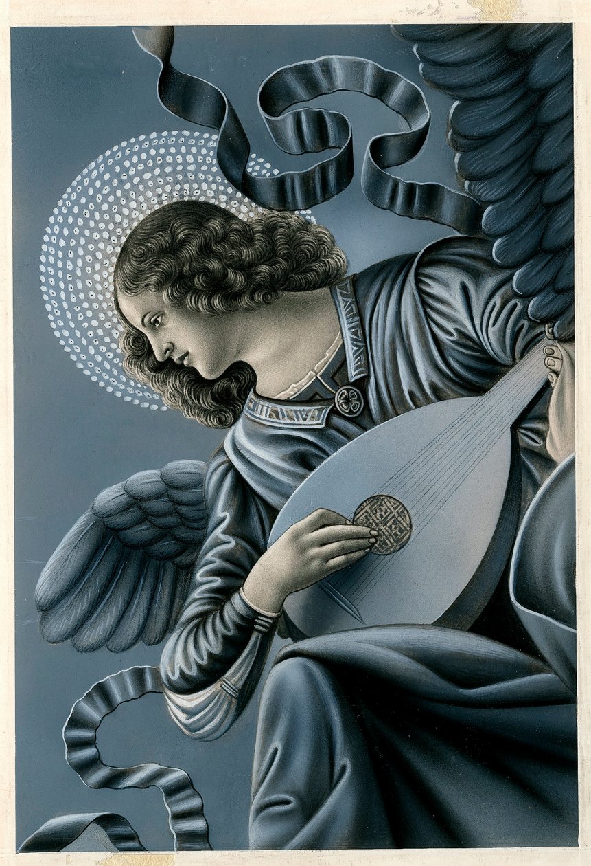 Fromma bild: en musikerängel efter fresken av Melozzo da Forli (tryck) av Anonymous Anonymous