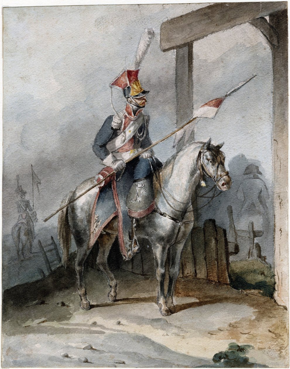 Polsk chevauleger av det franska kejserliga gardet - Anonym - ca 1808 - Akvarell på papper - 20,6x16,2 - Privat samling av Anonymous Anonymous