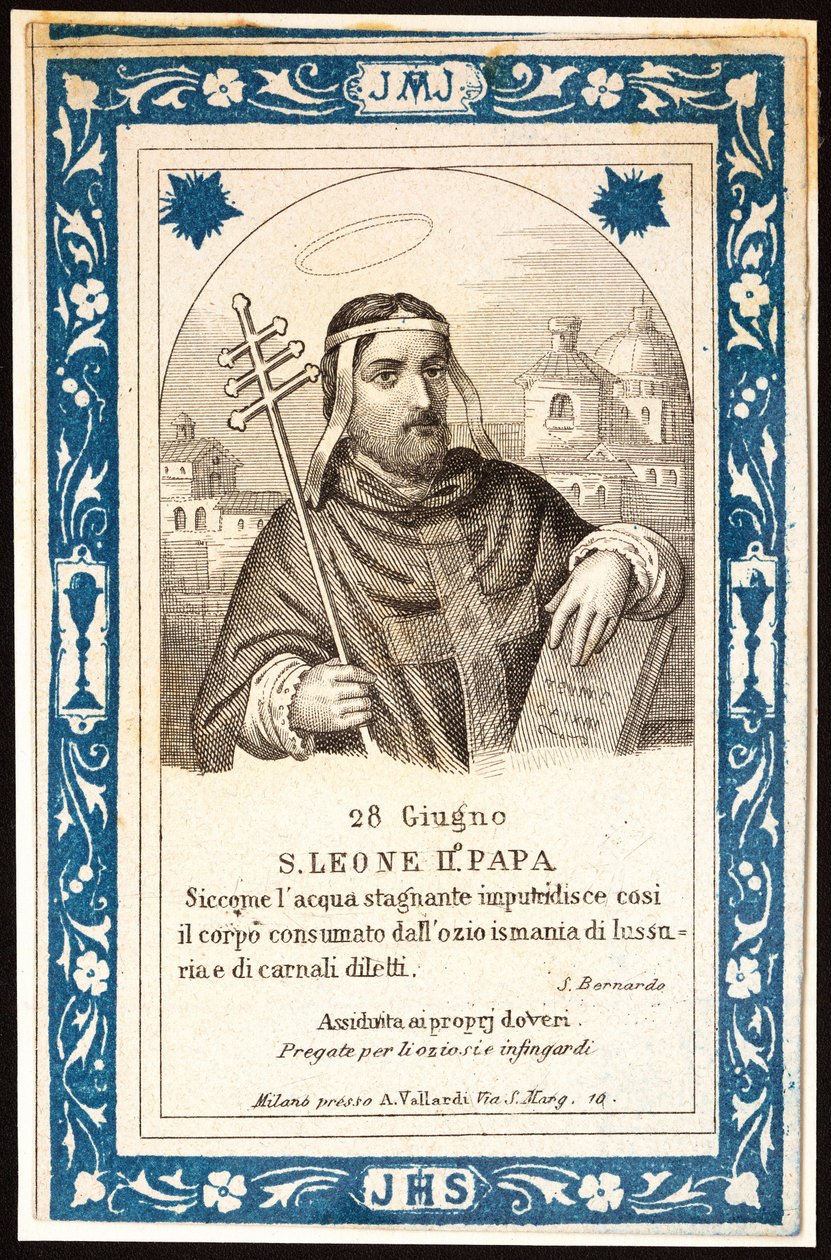 Påven Saint Leon (Leone) II (600-talet) from bild. Vykort. Början av 1900-talet. Privat samling av Anonymous Anonymous
