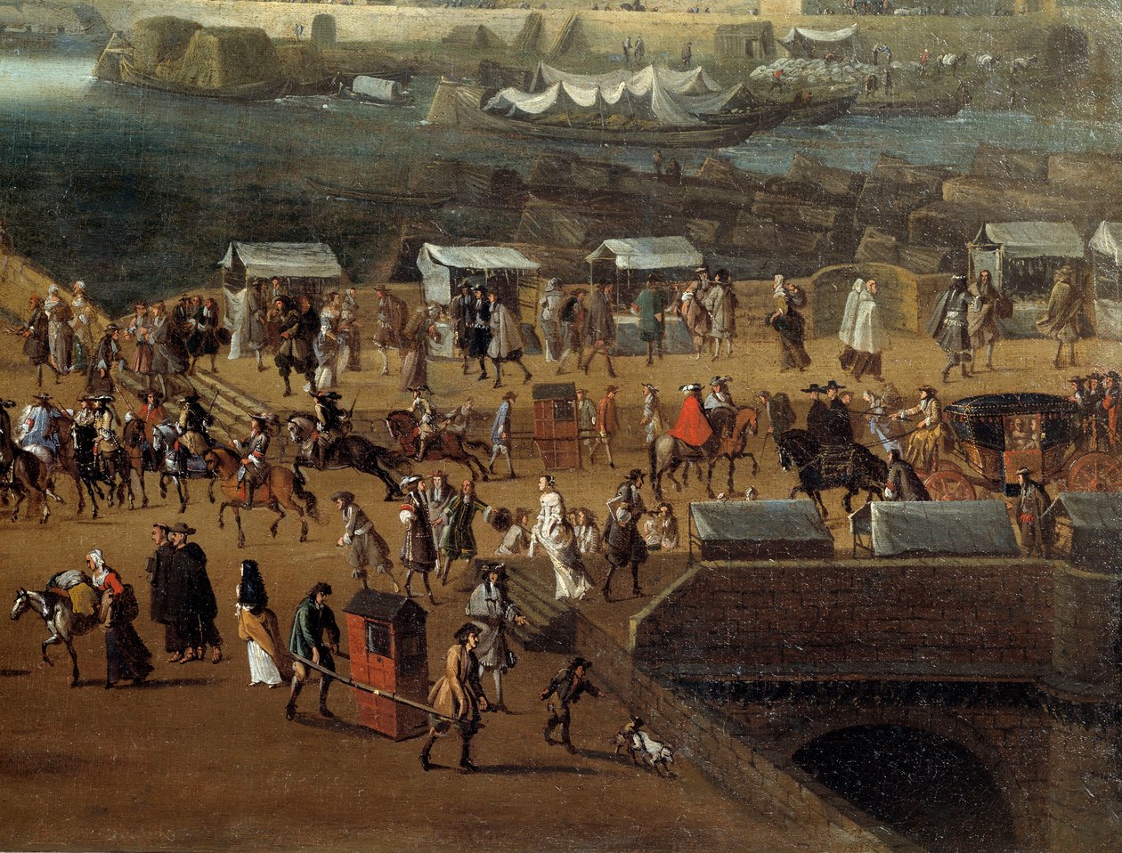 Porterstolar och folkmassa på Pont Neuf i Paris på 1600-talet Detalj. Anonym målning. Paris, Musée Carnavalet av Anonymous Anonymous
