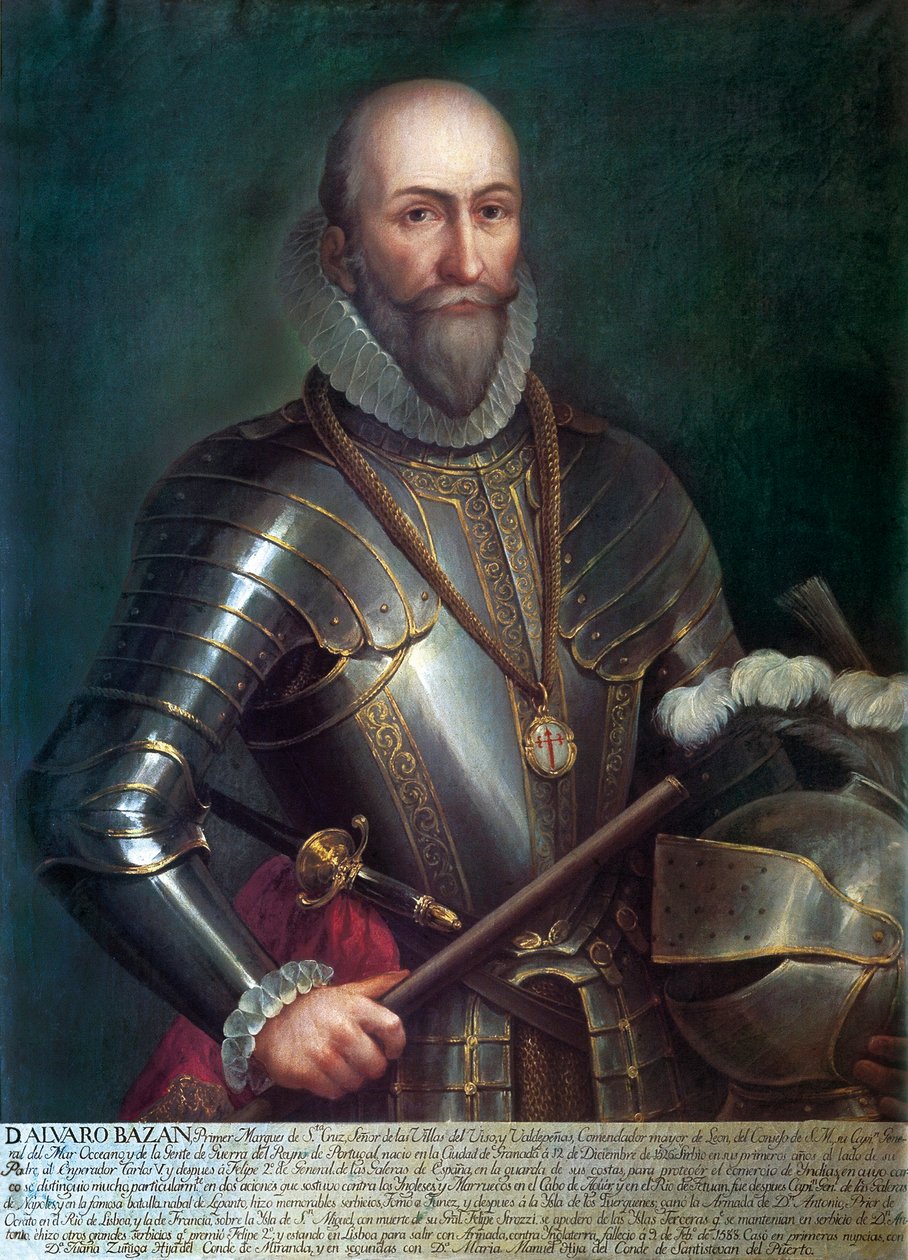 Porträtt av Alvaro de Bazan y Guzman, första markis av Santa Cruz (1526-1588), spansk amiral och navigatör. Anonym målning, olja på duk. av Anonymous Anonymous