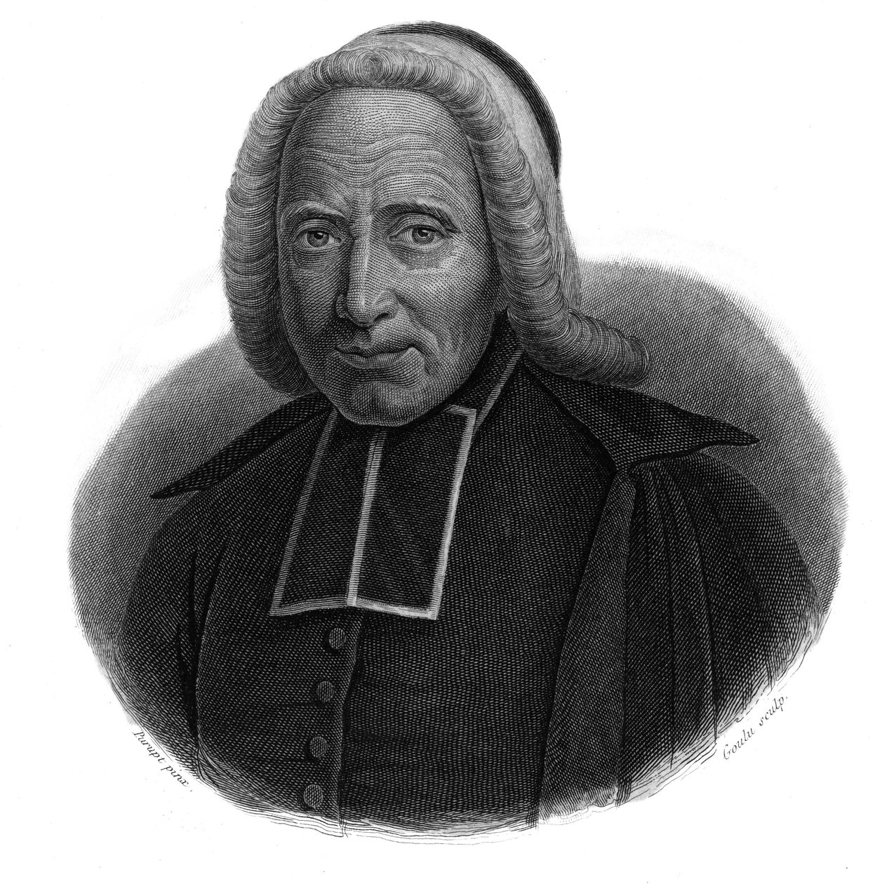 Porträtt av Abbe Jean Godinot (1661-1749) i "" Porträtt och historia av användbara män: män och kvinnor i alla länder och alla förhållanden, som har förvärvat rättigheter till mäns erkännande" publicerad och propagerad av Societe Montyon och Franklin i av Anonymous Anonymous