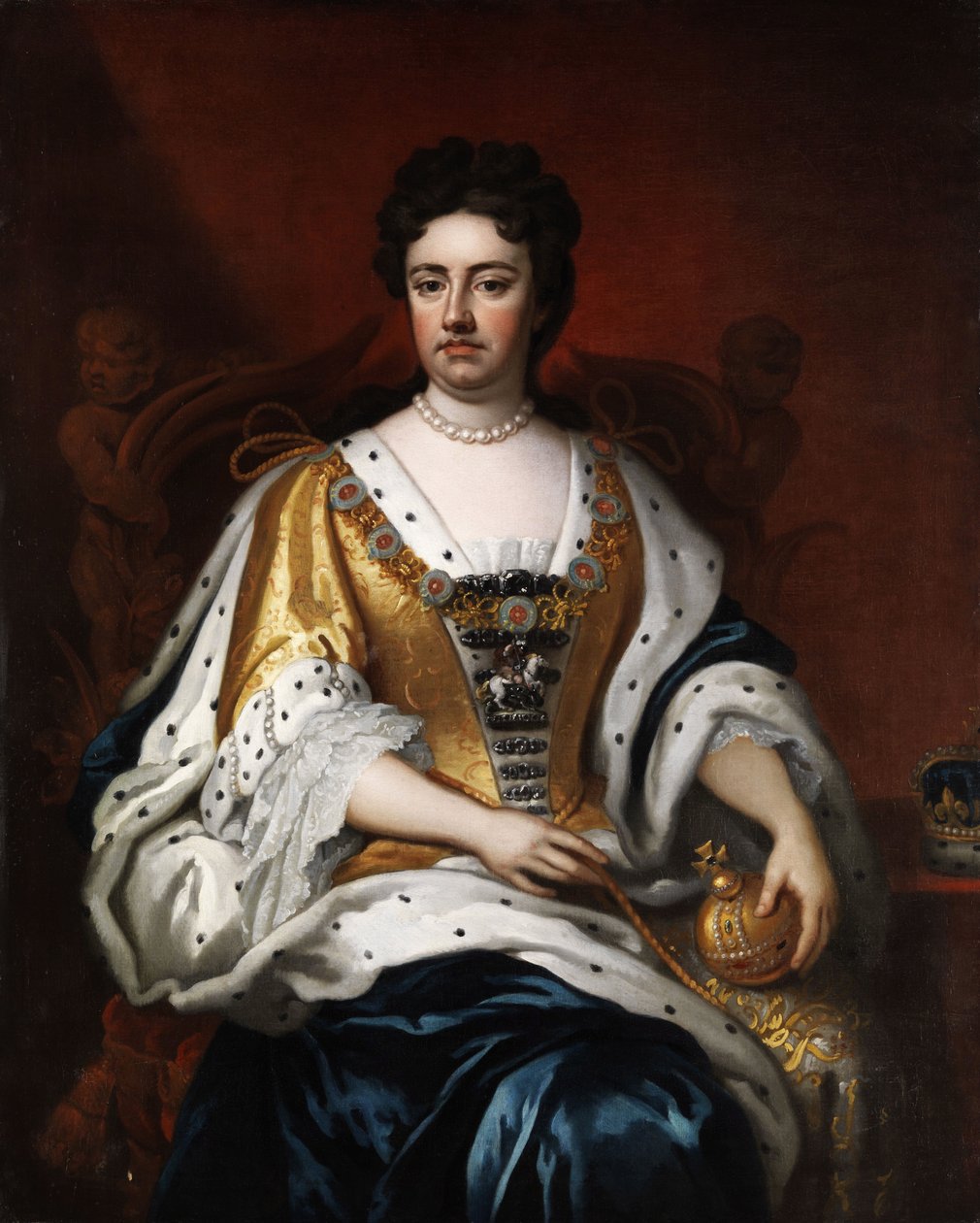 ""Porträtt av drottning Anne Stuart (1665-1714)"" (Porträtt av drottning Anne (1665-1714)) Anonym målning 1600-talet Dim 126x102 cm Privat samling av Anonymous Anonymous