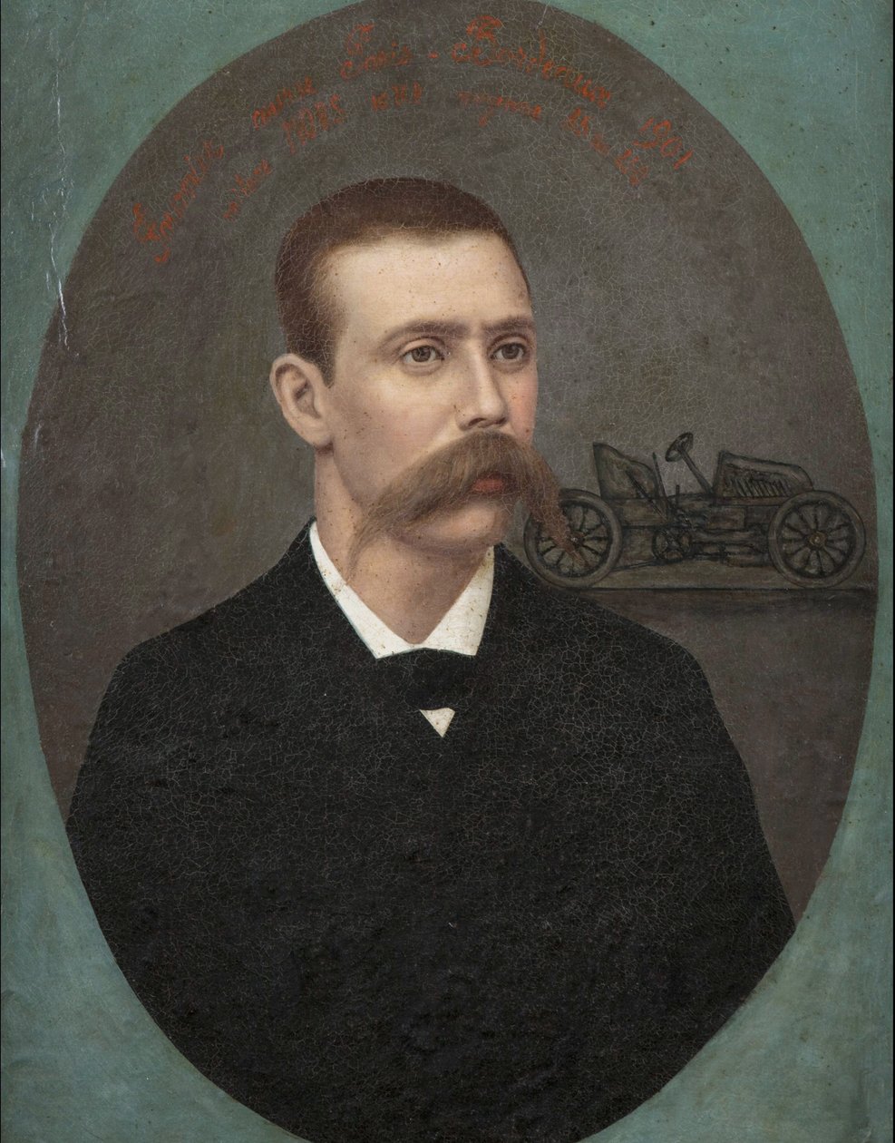 ""Porträtt av den franske racerbilsföraren Henri Fournier (1871-1919)"" Anonym målning 1901 privat samling av Anonymous Anonymous
