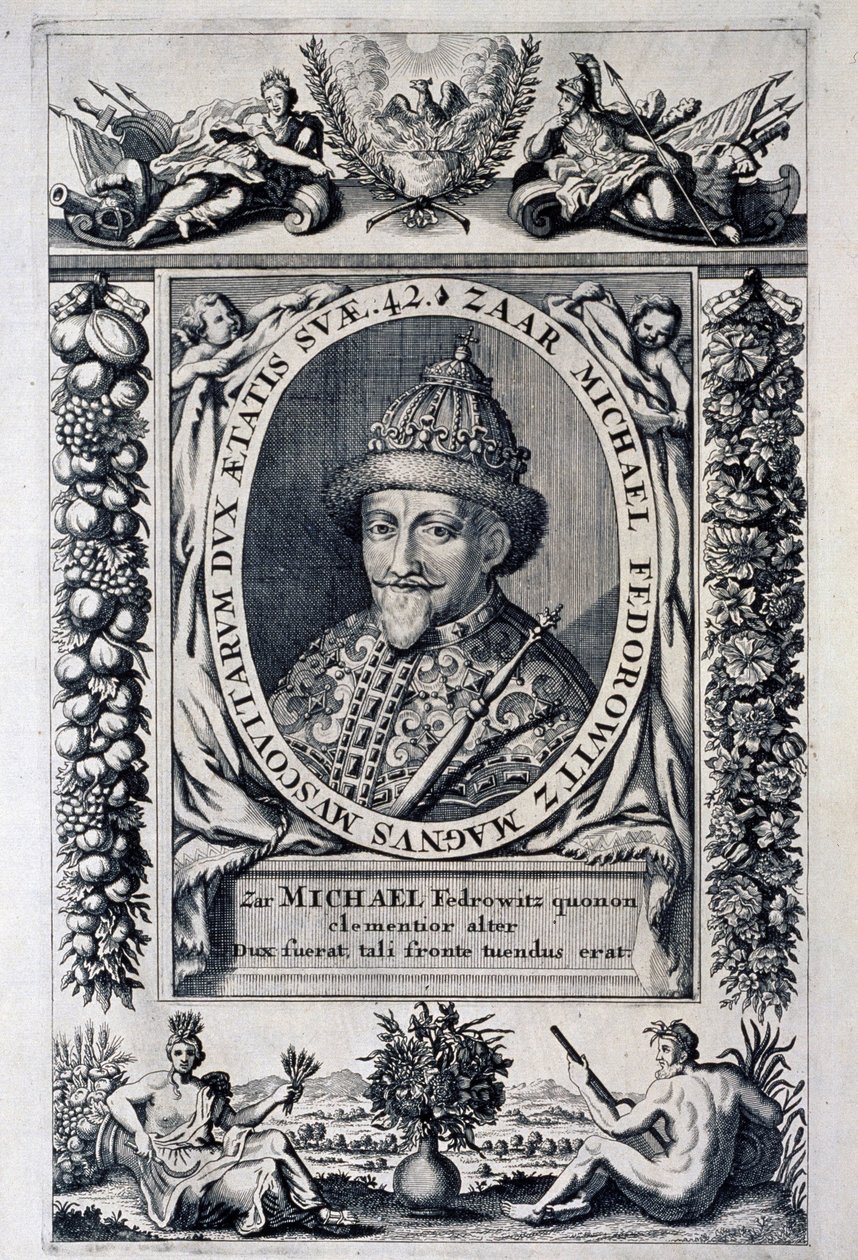 Porträtt av tsar Michel I Feodorovich av Ryssland (Michel Feodorovitch Romanov av Anonymous Anonymous