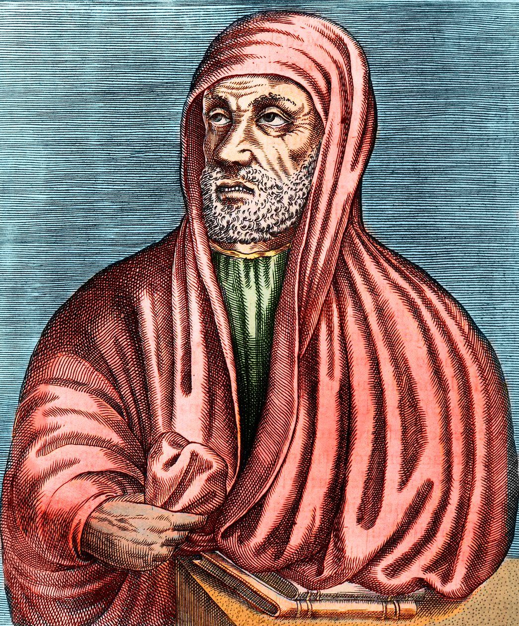 Porträtt av Abu Ali al-Husain ibn Abdallah ibn Sina (Avicenna) (Avicenna). (980-1037), iransk läkare (läkare) och filosof, gravyr, osignerad av Anonymous Anonymous