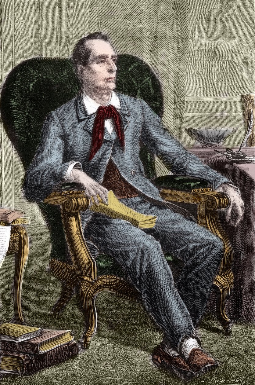 Porträtt av Alphonse de Lamartine (1790-1869) - Porträtt av Alphonse de Lamartine (1791-1869), fransk författare och politiker - Gravyr i "Histoire des Girondins" av Alphonse de Lamartine (1790-1869) 18665-1865 - Privat samling av Anonymous Anonymous