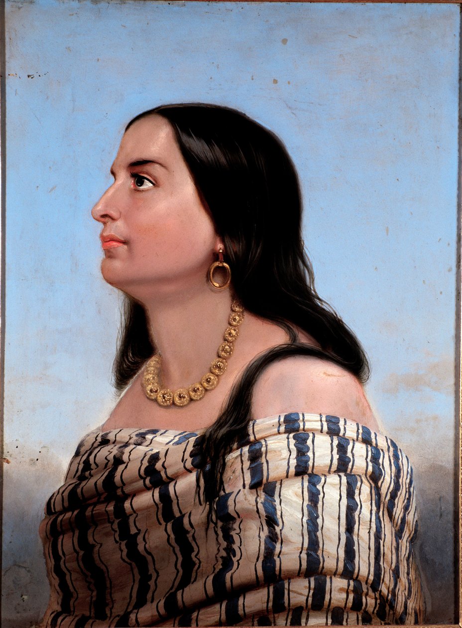 Porträtt av Anita Garibaldi (1821-1849), fru till Giuseppe Garibaldi anonym målning. Privat samling av Anonymous Anonymous