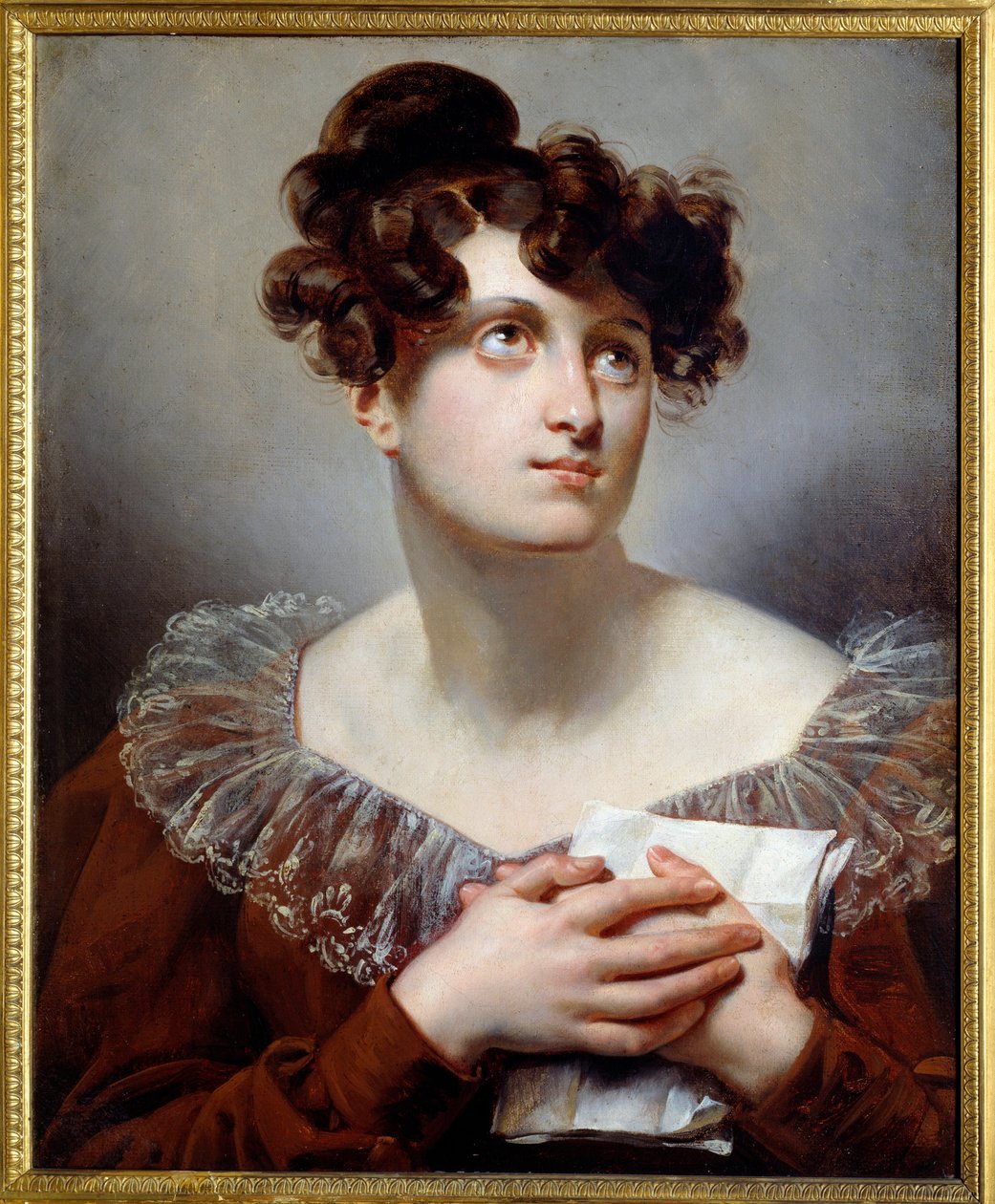 Porträtt av Anne Francoise Boutet kallad Mademoiselle Mars (1779-1847), fransk skådespelerska. Anonym målning av Anonymous Anonymous
