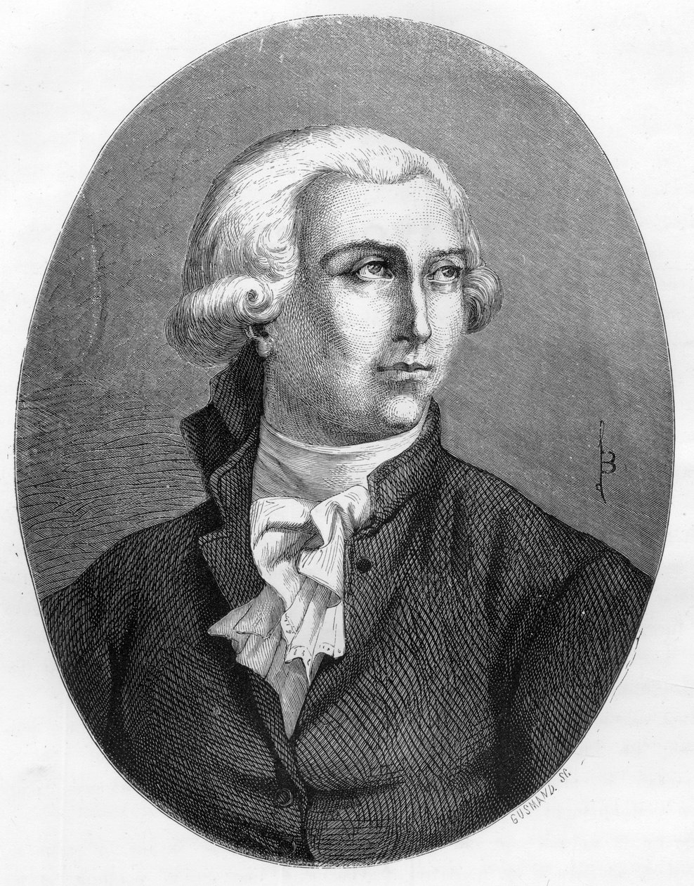 Porträtt av Antoine Laurent Lavoisier (1743-1794), fransk kemist - Gravyr från 1863 i "Le Livre Rouge - Histoire De L