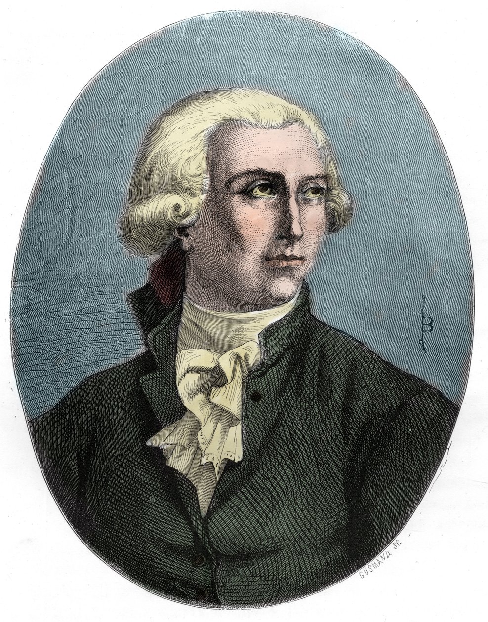 Porträtt av Antoine Laurent Lavoisier - Porträtt av Antoine Laurent Lavoisier (1743-1794), fransk kemist - Gravyr från 1863 i "" Le Livre Rouge - Histoire De L